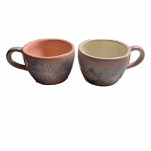 Cheryl Nichols Studio Art Pottery Small Tea Cups Signed Set Of 2 Maine